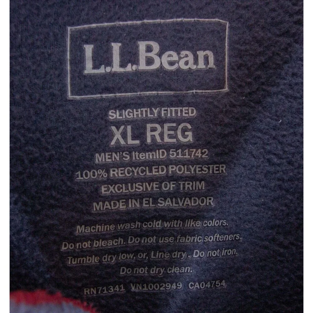 LL Bean Full Zip Fleece Jacket Mock Neck Men's Size XL Burgundy Gray